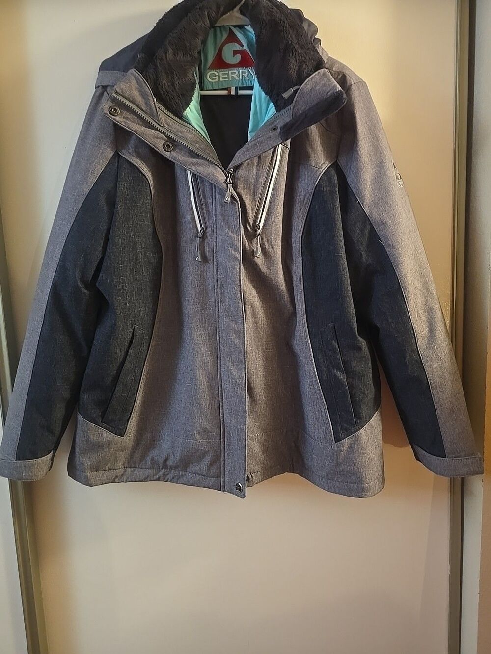 Gerry Women 3 in 1 System H-Grey / Charcoal/ mint Jacket  Hood Puffer XL